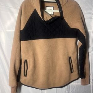 Tan and Black Quilted Pullover Hoodie